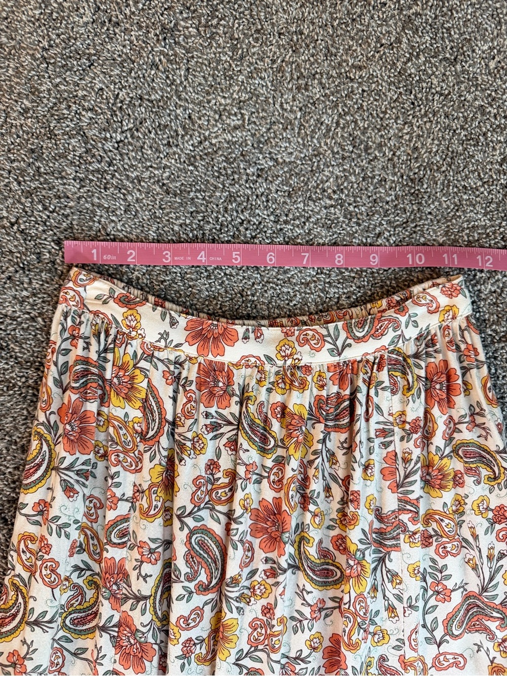 Patrons of Peace Paisley Floral Maxi Skirt XS Boho Side Slit Rayon - Picture 3 of 8